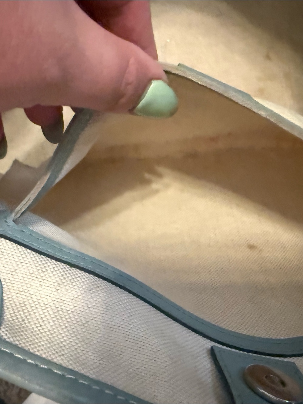Gucci Beige GG Canvas Tote with Blue Trim - Picture 5 of 6